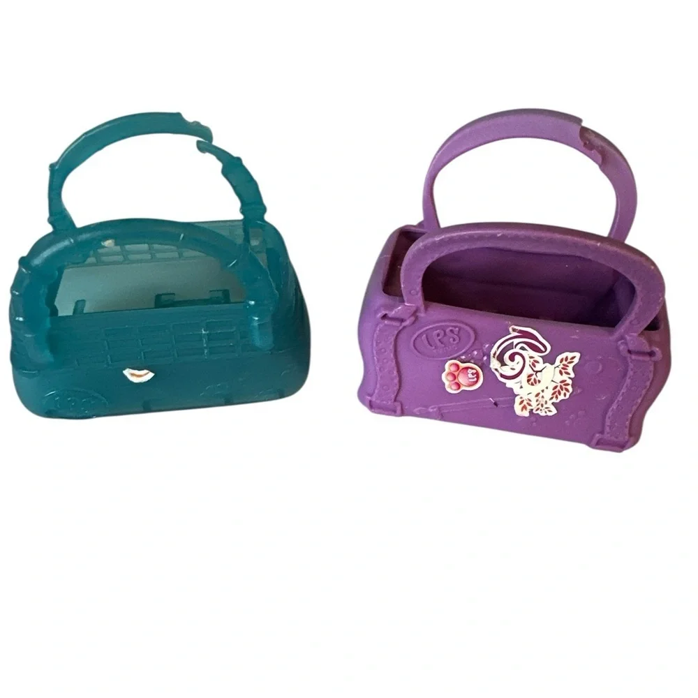 Littlest Pet Shop Lot 6 Pet Carriers Multi Color Basket Handle Carry Case Parts